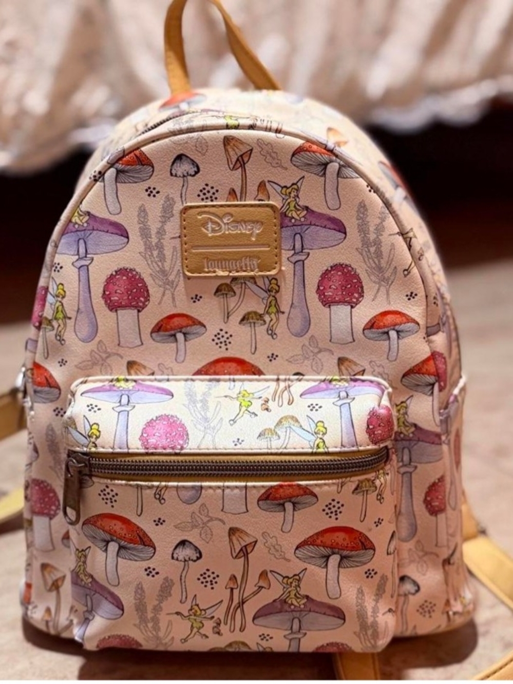 Loungefly Pink Tinker Bell Mushroom Mini Backpack
